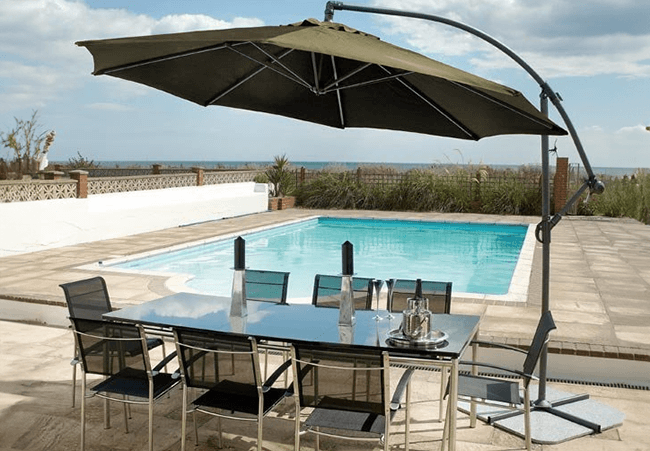 Image of Alexander Rose Round Aluminium Cantilever Sunshade in Taupe