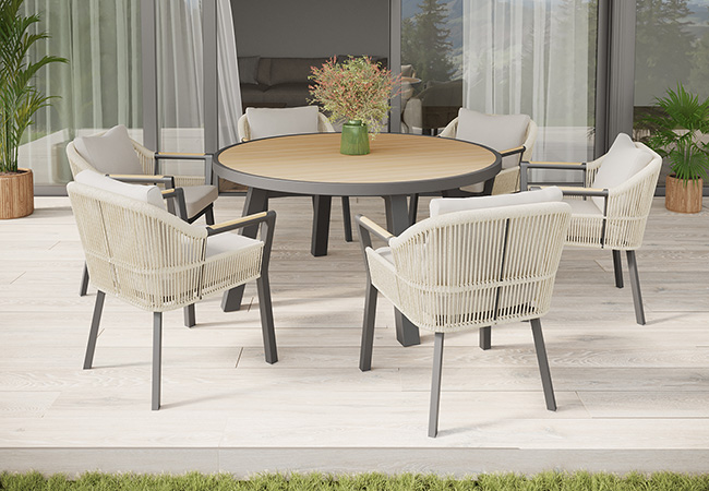 Image of Alexander Rose Bali 6 Seat Round Dining Set