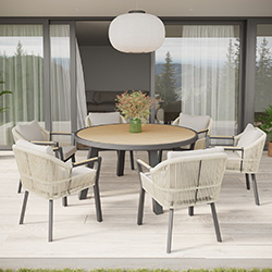 Small Image of Alexander Rose Bali 6 Seat Round Dining Set
