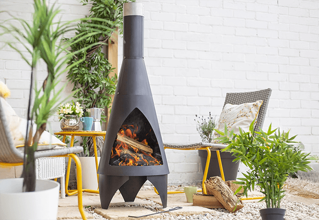 Image of Colorado Black Medium Steel Chiminea by La Hacienda