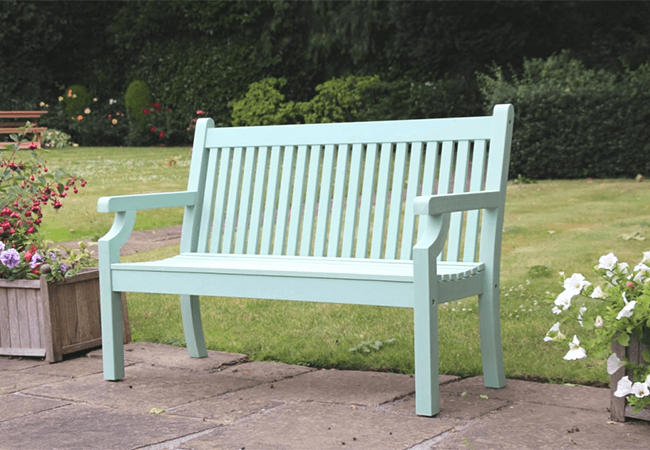Image of Winawood Sandwick 2 Seater Wood Effect Garden Bench - Duck Egg Green