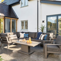 Small Image of LIFE Timber High Arm Soltex Corner Sofa Set in Lava / Graphite - Complete Set