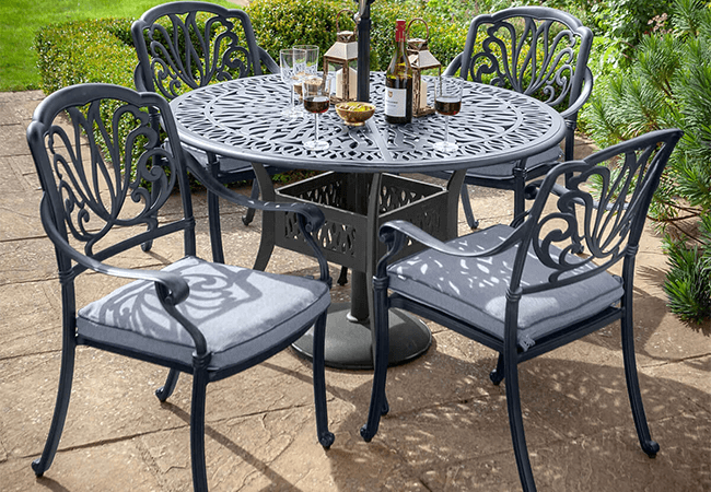 Image of Hartman Amalfi Round 4 Seater Set in Antique Grey / Platinum - NO PARASOL