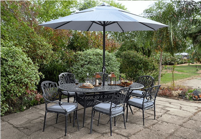 Image of Hartman Amalfi 6 Seat Oval Dining Set in Antique Grey / Platinum