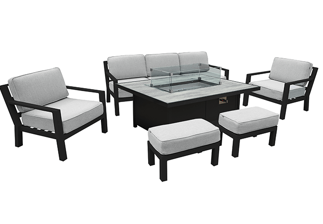Image of EX DISPLAY / COLLECTION ONLY - Hartman Apollo Lounge Set with Rectangular Fire Pit Table in Carbon/Pewter