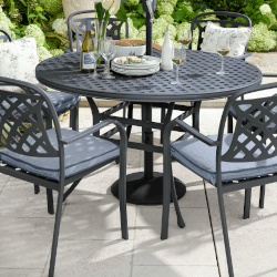 Image of Hartman Berkeley 6 Seat Round Dining Set in Antique Grey / Platinum - NO PARASOL