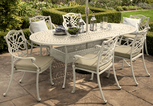 Image of Hartman Capri 6 Seat Oval Dining Set in Maize / Wheatgrass - NO PARASOL