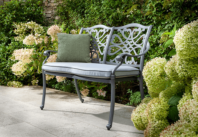 Image of Hartman Capri 2 Seat Bench in Antique Grey / Platinum