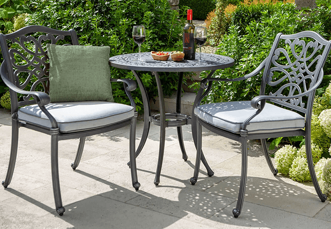 Image of Hartman Capri Bistro Set in Antique Grey / Platinum