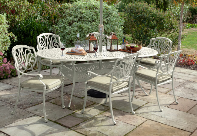 Image of Hartman Amalfi 6 Seat Oval Dining Set in Maize / Wheatgrass - NO PARASOL
