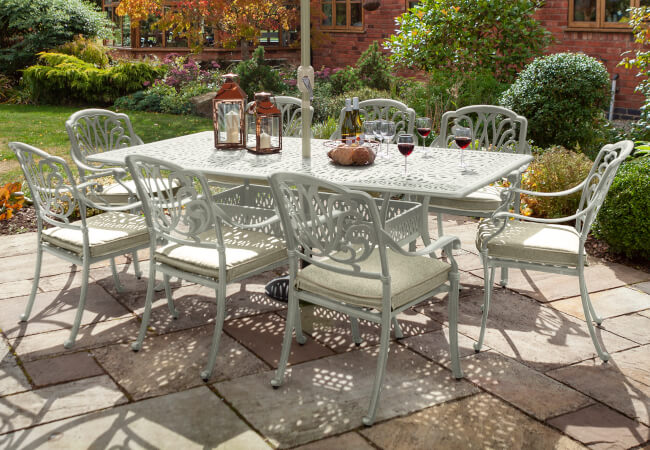 Image of Hartman Amalfi 8 Seat Rectangular Dining Set in Maize / Wheatgrass - NO PARASOL