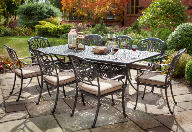 Image of Hartman Amalfi 8 Seat Rectangular Set in Bronze / Amber - NO PARASOL