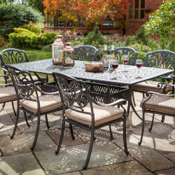 Small Image of Hartman Amalfi 8 Seat Rectangular Set in Bronze / Amber - NO PARASOL