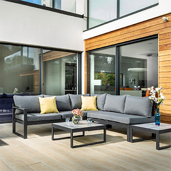 Image of EX-DISPLAY / COLLECTION ONLY - Hartman Vienna Square Corner Sofa Lounge Set with Integrated Lounger in Xerix / Slate