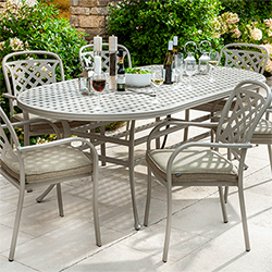 Small Image of Hartman Berkeley 6 Seat Oval Dining Set in Maize / Wheatgrass - NO PARASOL