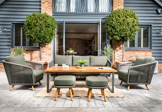Image of Hartman Eden 3 Seat Lounge Set - Moss/Juniper Rope/Acacia Wood