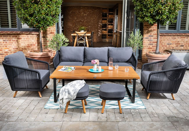 Image of Hartman Eden 3 Seat Lounge Set - Carbon/Noir/Acacia Wood