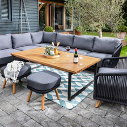 Small Image of Hartman Eden Rectangular Corner Sofa Set - Carbon/Noir/Acacia Wood