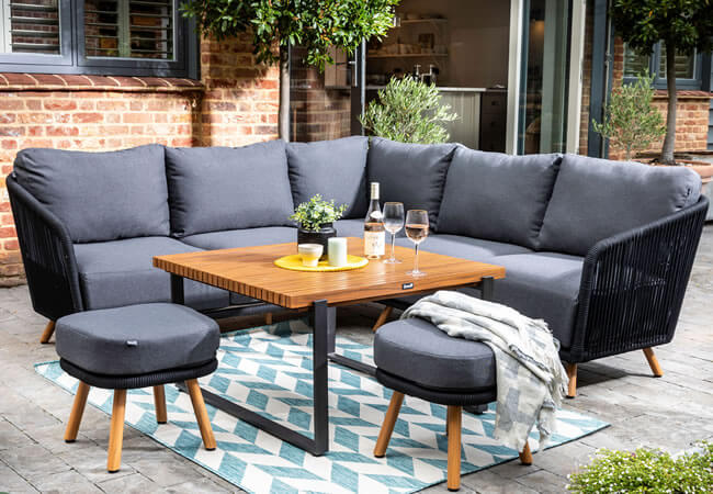 Image of Hartman Eden Square Corner Sofa Set - Carbon/Noir/Acacia Wood