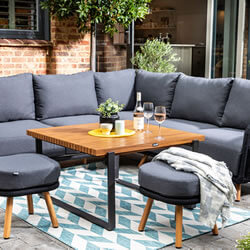 Image of Hartman Eden Square Corner Sofa Set - Carbon/Noir/Acacia Wood