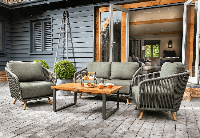 Image of Hartman Eden 2 Seat Lounge Set - Moss/Juniper Rope/Acacia Wood