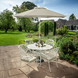 Image of Hartman Amalfi Round 4 Seat Dining Set in Maize / Wheatgrass