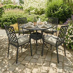 Small Image of Hartman Avebury 4 Seat Dining Set in Antique Moss / Wheatgrass - No Parasol
