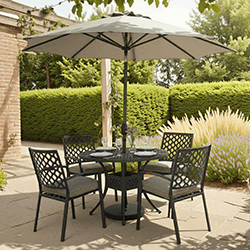 Small Image of Hartman Avebury 4 Seat Dining Set in Antique Moss / Wheatgrass