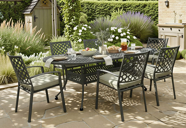 Image of Hartman Avebury 6 Seat Oval Dining Set in Antique Moss / Wheatgrass - No Parasol