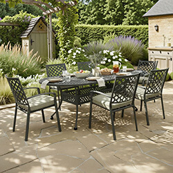 Image of Hartman Avebury 6 Seat Oval Dining Set in Antique Moss / Wheatgrass - No Parasol