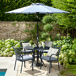 Image of Hartman Berkeley 4 Seat Round Dining Set in Antique Grey / Platinum