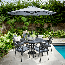 Image of Hartman Berkeley 6 Seat Round Dining Set in Antique Grey / Platinum