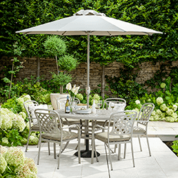Small Image of Hartman Berkeley 6 Seat Round Dining Set in Maize / Wheatgrass
