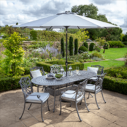 Image of Hartman Capri 6 Seat Oval Dining Set in Antique Grey / Platinum
