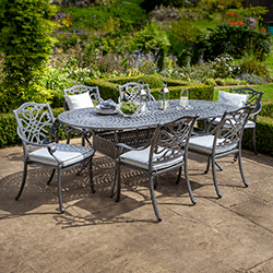 Image of Hartman Capri 6 Seat Oval Dining Set in Antique Grey - NO PARASOL