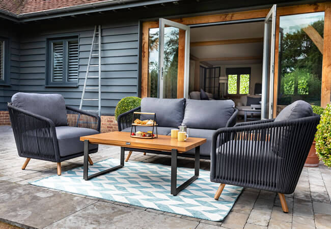 Image of Hartman Eden 2 Seat Lounge Set - Carbon/Noir/Acacia Wood