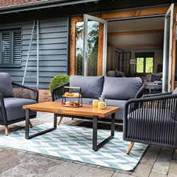Image of Hartman Eden 2 Seat Lounge Set - Carbon/Noir/Acacia Wood