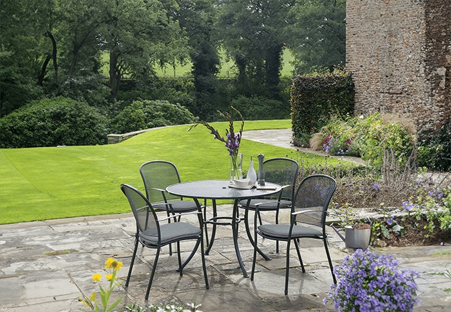Image of Kettler Caredo 4 Seater Round Dining Set in Slate - NO PARASOL