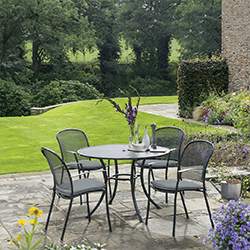 Small Image of Kettler Caredo 4 Seater Round Dining Set in Slate - NO PARASOL