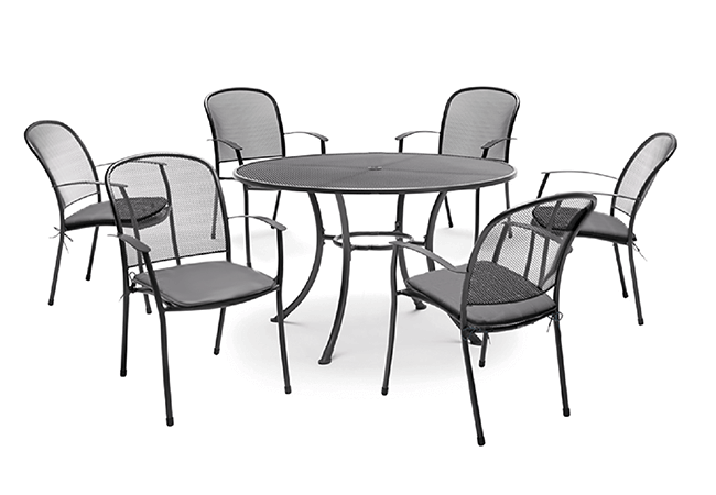 Image of Kettler Caredo 6 Seater Round Dining Set in Slate - NO PARASOL