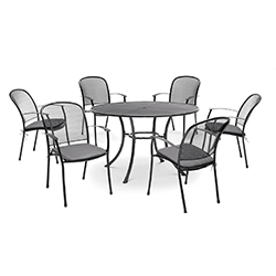 Small Image of Kettler Caredo 6 Seater Round Dining Set in Slate - NO PARASOL