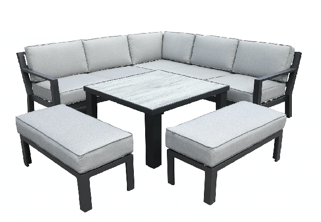 Image of EX DISPLAY / COLLECTION ONLY Hartman Apollo Square Corner Sofa Set with Coffee Table in Carbon/Pewter  - no stools