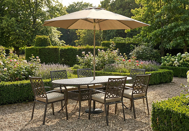 Image of Hartman Avebury 6 Seat Oval Dining Set in Antique Moss / Wheatgrass