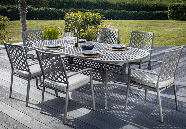 Image of Hartman Avebury 6 Seat Oval Dining Set in Crimini / Moon - No Parasol