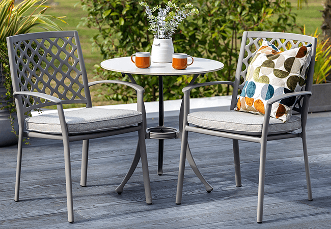 Image of Hartman Avebury Bistro Set with Ceramic Table in Crimini / Moon