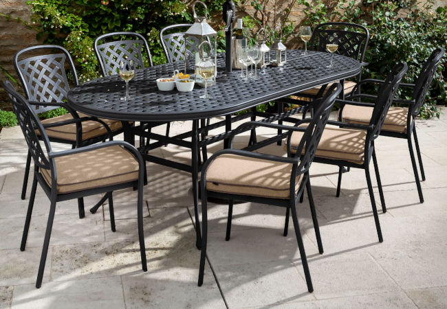 Image of Hartman Berkeley 6 Seat Oval Dining Set in Bronze / Amber