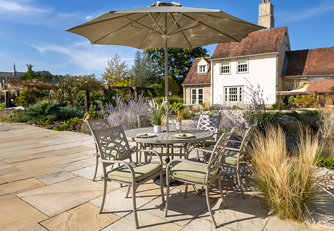 Image of Hartman Buxton 6 Seat Dining Set in Maize / Wheatgrass