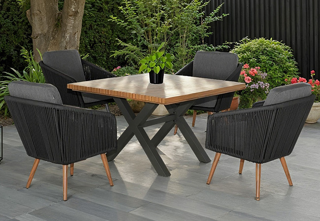 Image of Hartman Eden 4 Seat Square Dining Set in Carbon / Noir