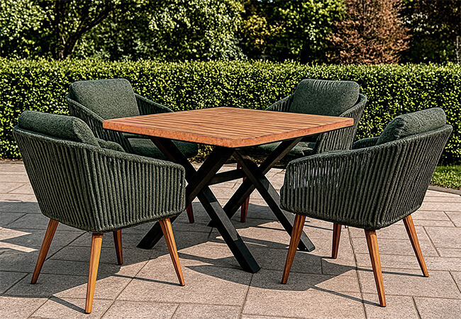 Image of Hartman Eden 4 Seat Square Dining Set in Moss / Juniper