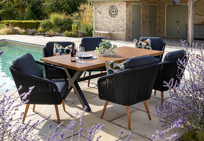 Image of Hartman Eden 6 Seat Rectangular Dining Set in Carbon / Noir